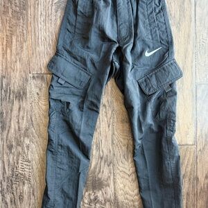 Nike Youth Black Cargo Joggers with White Swoosh